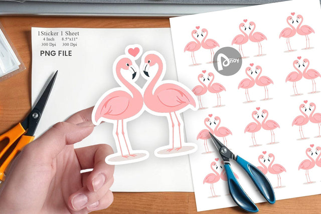 Sticker Love Flamingo Sublimation artnoy 
