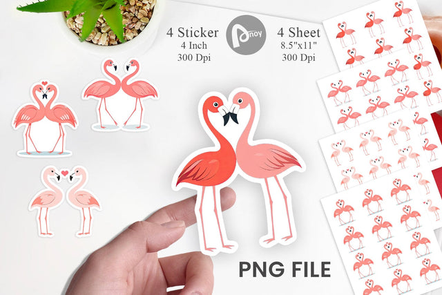 Sticker Love Flamingo Sublimation artnoy 