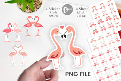 Sticker Love Flamingo Sublimation artnoy 
