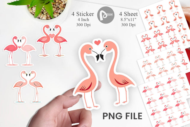 Sticker Love Flamingo Sublimation artnoy 