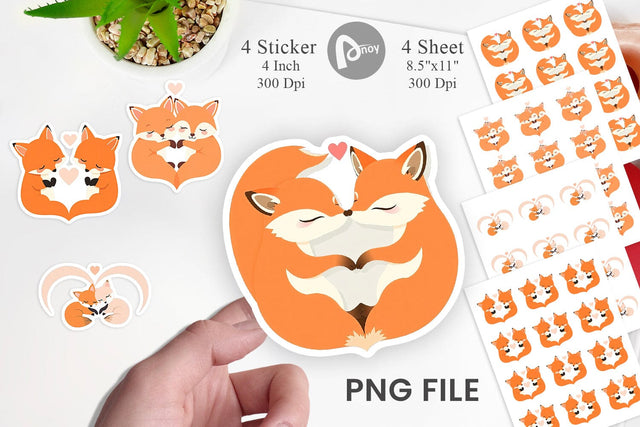 Sticker Love Fox Sublimation artnoy 