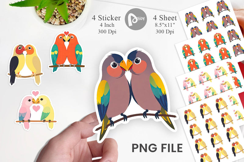 Sticker Love Parrot Sublimation artnoy 