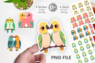 Sticker Love Parrot Sublimation artnoy 