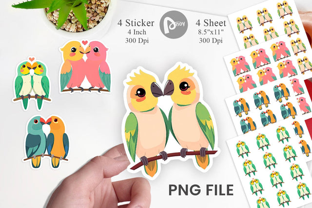 Sticker Love Parrot Sublimation artnoy 
