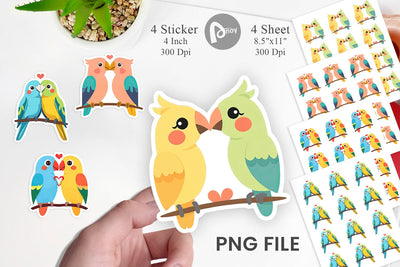 Sticker Love Parrot Sublimation artnoy 