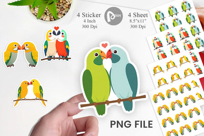 Sticker Love Parrot Sublimation artnoy 