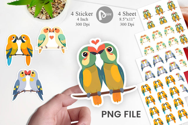 Sticker Love Parrot Sublimation artnoy 