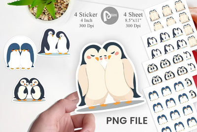 Sticker Love Penguin Sublimation artnoy 
