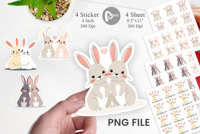 Sticker Love Rabbit Sublimation artnoy 
