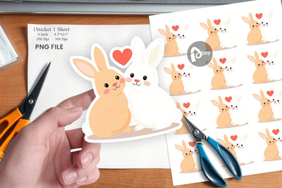 Sticker Love Rabbit Sublimation artnoy 
