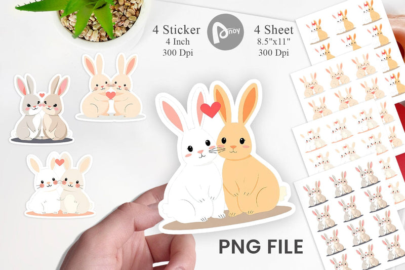 Sticker Love Rabbit Sublimation artnoy 