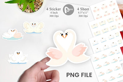 Sticker Love Swans Sublimation artnoy 
