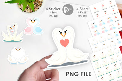 Sticker Love Swans Sublimation artnoy 