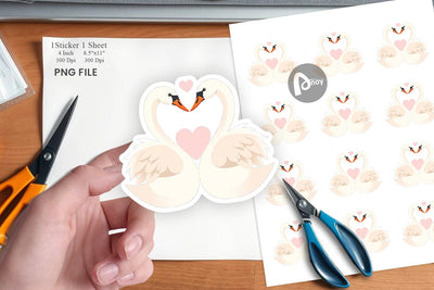 Sticker Love Swans Sublimation artnoy 