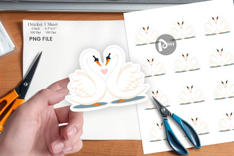 Sticker Love Swans Sublimation artnoy 