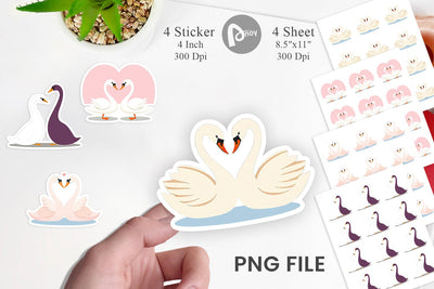 Sticker Love Swans Sublimation artnoy 