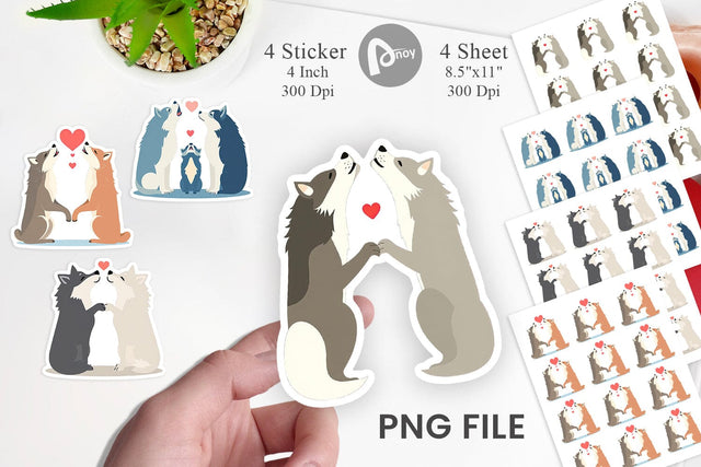 Sticker Love Wolf Sublimation artnoy 