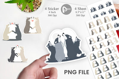 Sticker Love Wolf Sublimation artnoy 