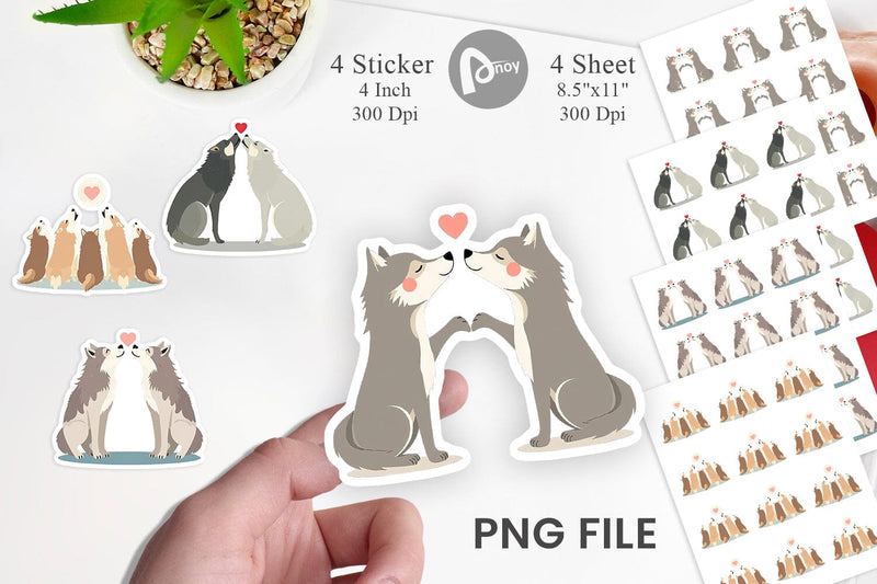 Sticker Love Wolf Sublimation artnoy 