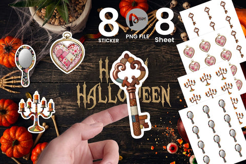 Sticker Macabre Gothic Curio Patchwork Sublimation artnoy 