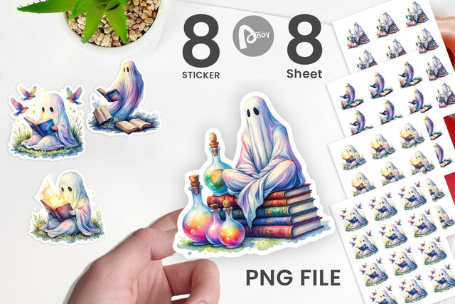 Sticker Magical Spellbook Ghost Sublimation artnoy 