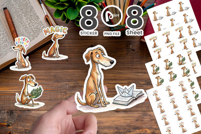 Sticker Magical Storytime Dog Watercolor Sublimation artnoy 