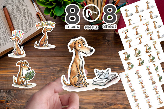Sticker Magical Storytime Dog Watercolor Sublimation artnoy 