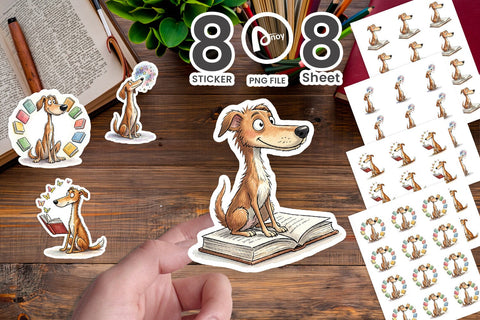 Sticker Magical Storytime Dog Watercolor Sublimation artnoy 