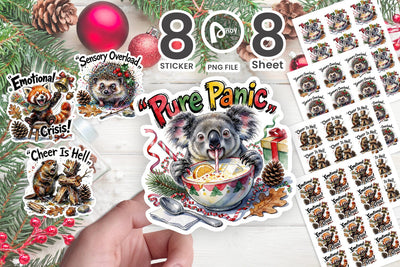 Sticker Manic Festive Stress Meltdowns Quotes Sublimation artnoy 