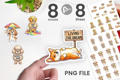 Sticker Melting Summer Dog Sarcastic Watercolor Sublimation artnoy 