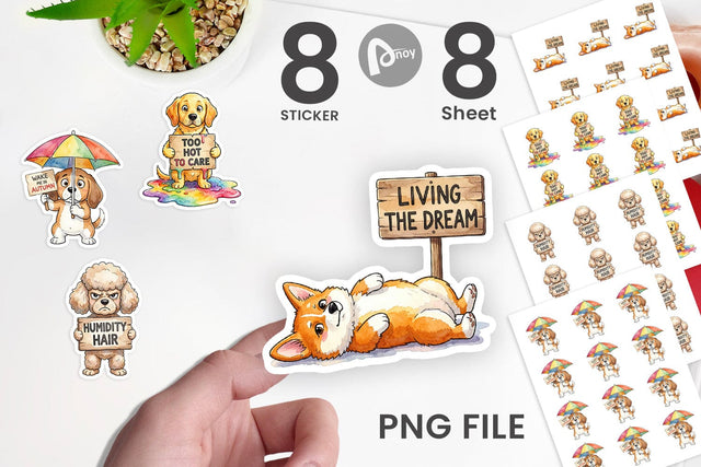 Sticker Melting Summer Dog Sarcastic Watercolor Sublimation artnoy 