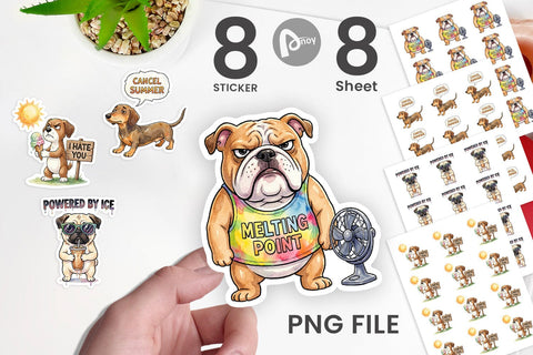 Sticker Melting Summer Dog Sarcastic Watercolor Sublimation artnoy 