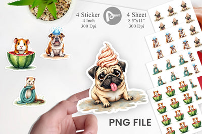 Sticker Melting Summer Pets Sublimation artnoy 