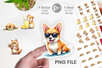 Sticker Melting Summer Pets Sublimation artnoy 