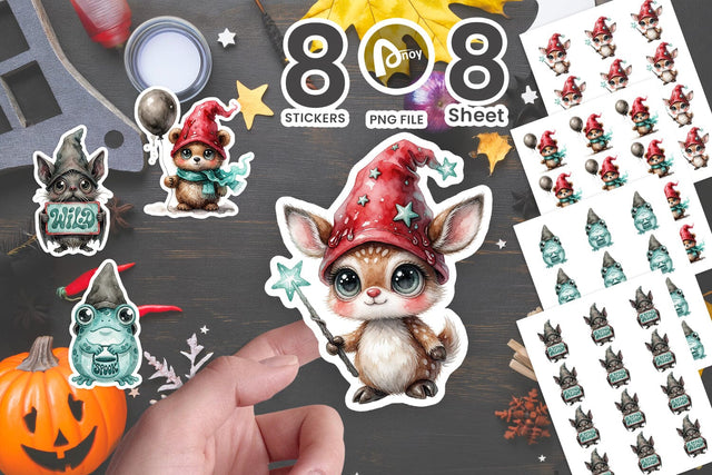 Sticker Midnight Animal Familiar Spooky Gnomes Sublimation artnoy 