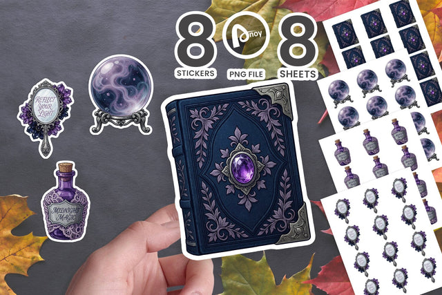 Sticker Midnight Celestial Botanical Magic SVG artnoy 