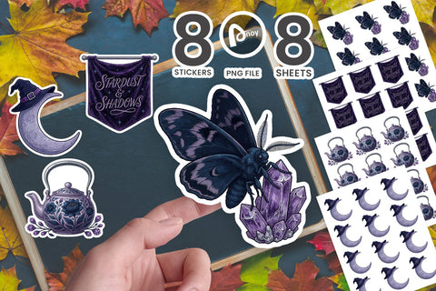 Sticker Midnight Celestial Botanical Magic SVG artnoy 
