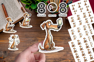 Sticker Midnight Reading Dog Watercolor Sublimation artnoy 