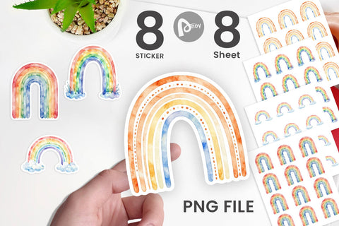 Sticker Minimalist Boho Rainbow Sublimation artnoy 