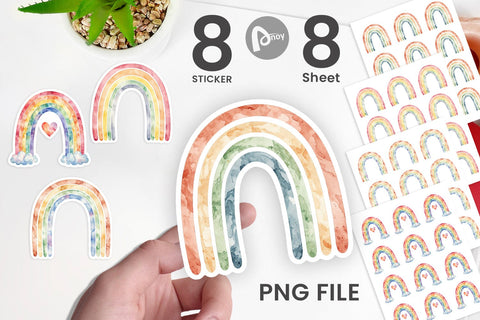 Sticker Minimalist Boho Rainbow Sublimation artnoy 