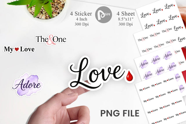 Sticker Minimalist Romance Watercolor Sublimation artnoy 