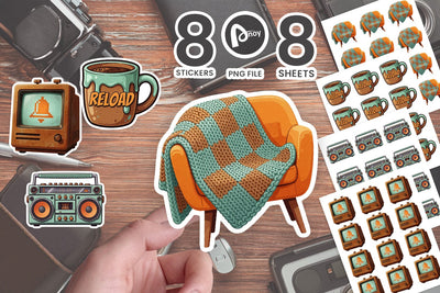 Sticker Mint & Tangerine Cyber-Cabin Gamer SVG artnoy 