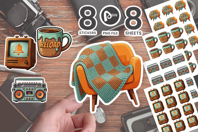 Sticker Mint & Tangerine Cyber-Cabin Gamer SVG artnoy 