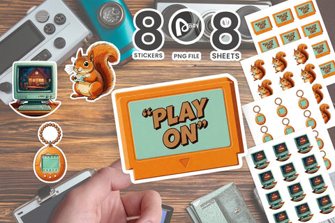 Sticker Mint & Tangerine Cyber-Cabin Gamer SVG artnoy 