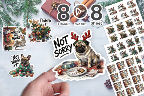 Sticker Mischievous Pet Christmas Chaos Quotes Sublimation artnoy 