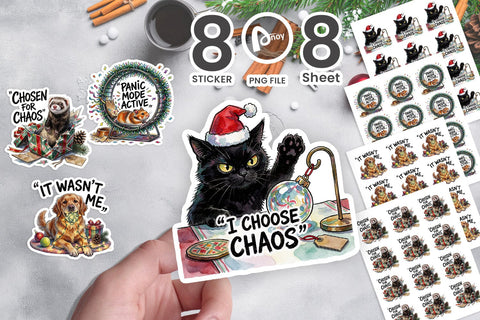 Sticker Mischievous Pet Christmas Chaos Quotes Sublimation artnoy 