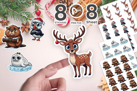 Sticker Miserable Freezing Winter Animals Sublimation artnoy 
