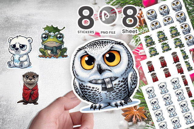Sticker Miserable Freezing Winter Animals Sublimation artnoy 