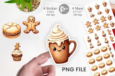 Sticker Misfit Gingerbread Sweets & Treats Watercolor Sublimation artnoy 