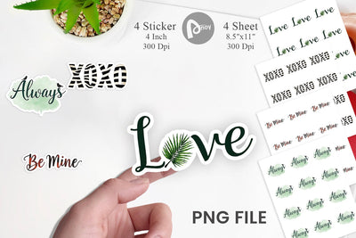 Sticker Modern Jungle Heart Minimalist Valentine Quotes Sublimation artnoy 
